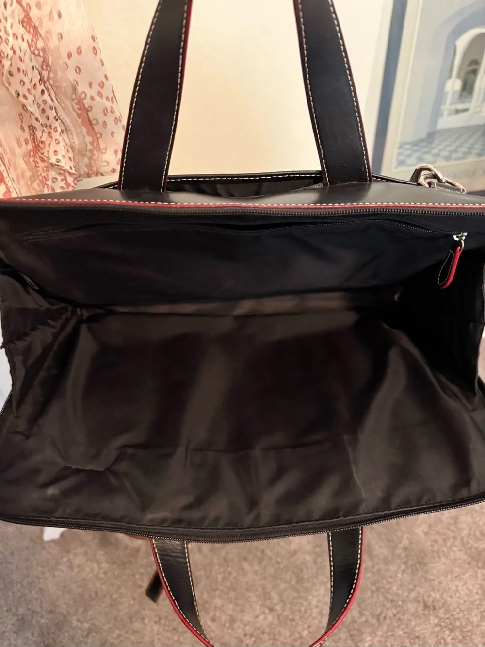 Lodis Black Leather Briefcase with Red Edge Accents
